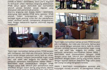 DINAS PENDIDIKAN PROVINSI JAWA TIMUR LAKUKAN MONEV SPMB DI SMAN 1 BANTARAN